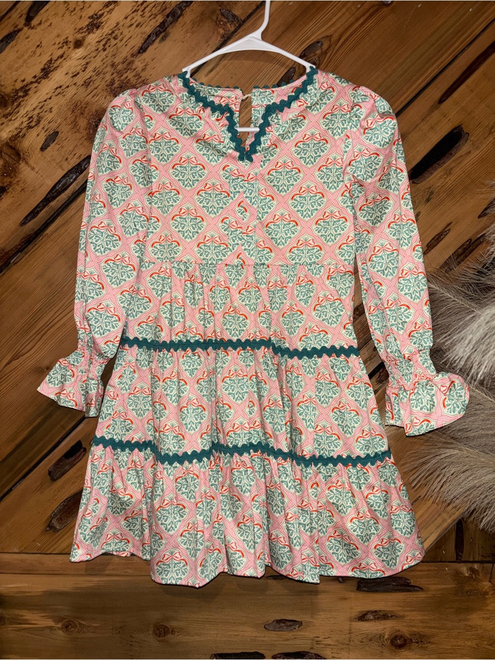 Shop The Mint Girls' Floral Pink & Green Tiered Ruffle Dress size 8/10